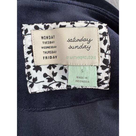 Saturday Sunday By Anthro Navy Blue Velour V Neck Ankle Rise Jumpsuit Size Small - Picture 9 of 10